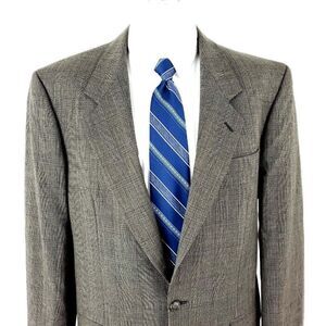 Cricketeer Wool 2 Button Sport Coat 40L Tan Glen Plaid Blazer‎